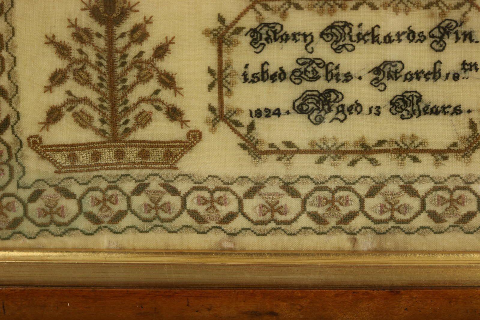 Antique Sampler, 1824, by Mary Richards aged 13 9