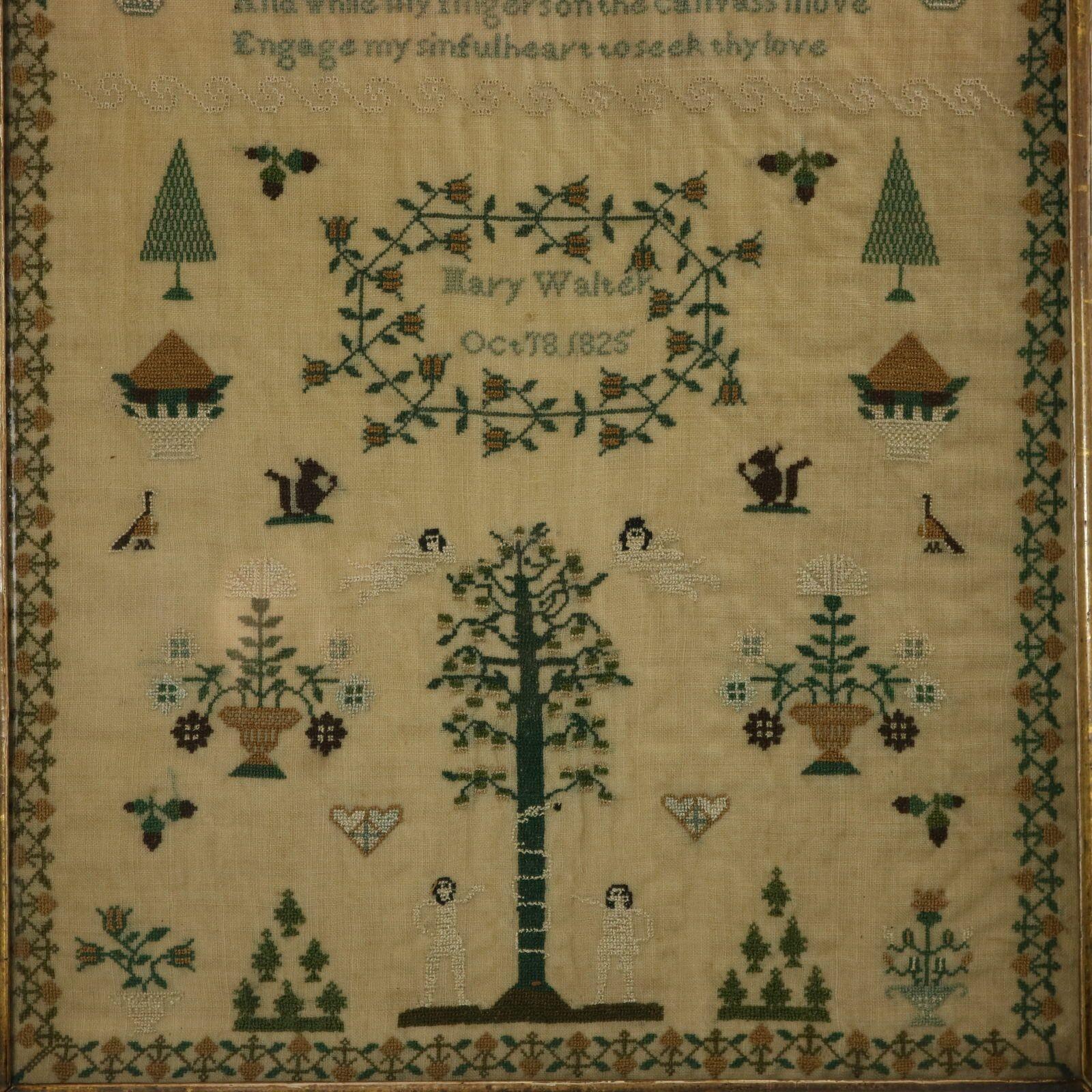 Antique Sampler, 1825, by Mary Walter In Good Condition For Sale In Chelmsford, Essex