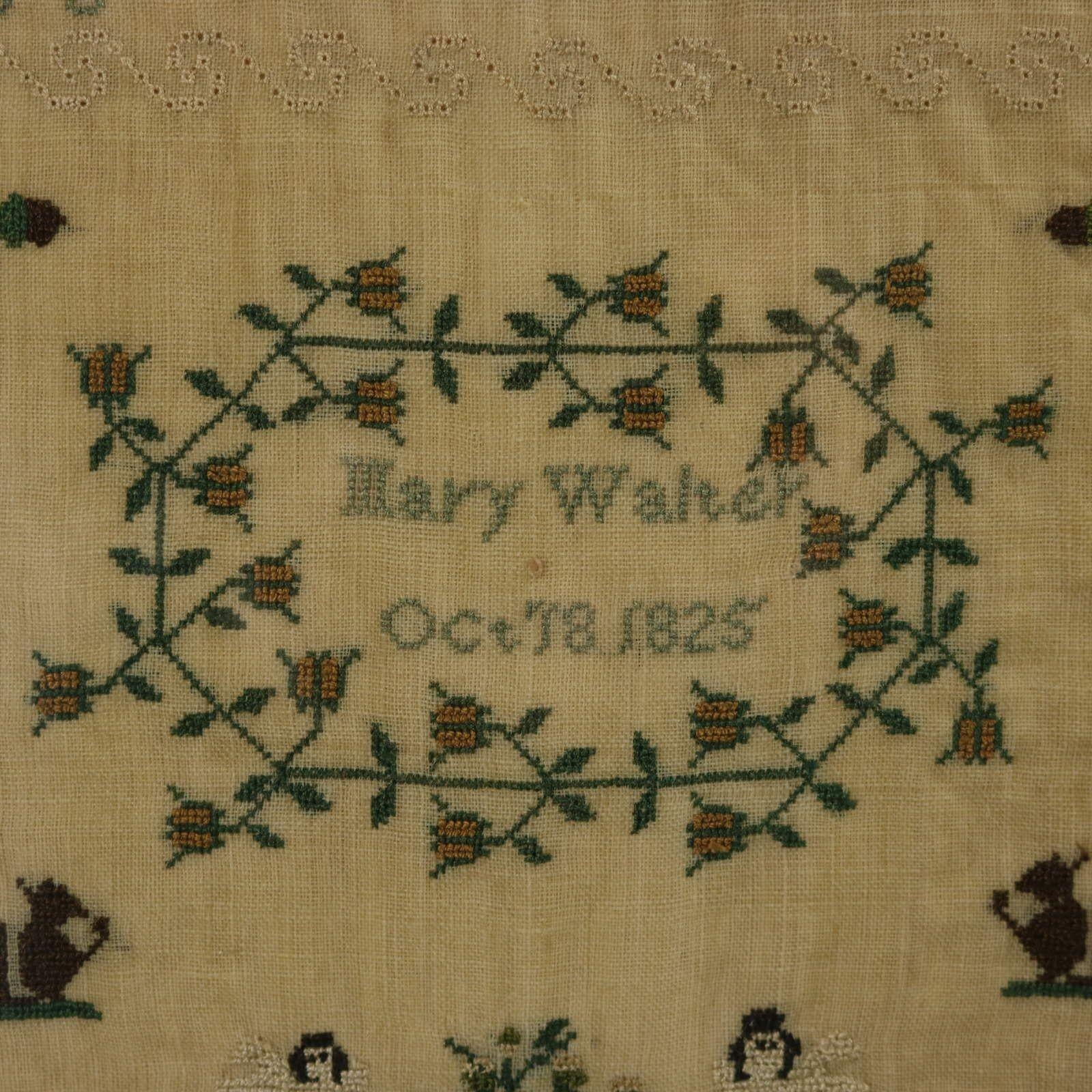 Antique Sampler, 1825, by Mary Walter For Sale 1