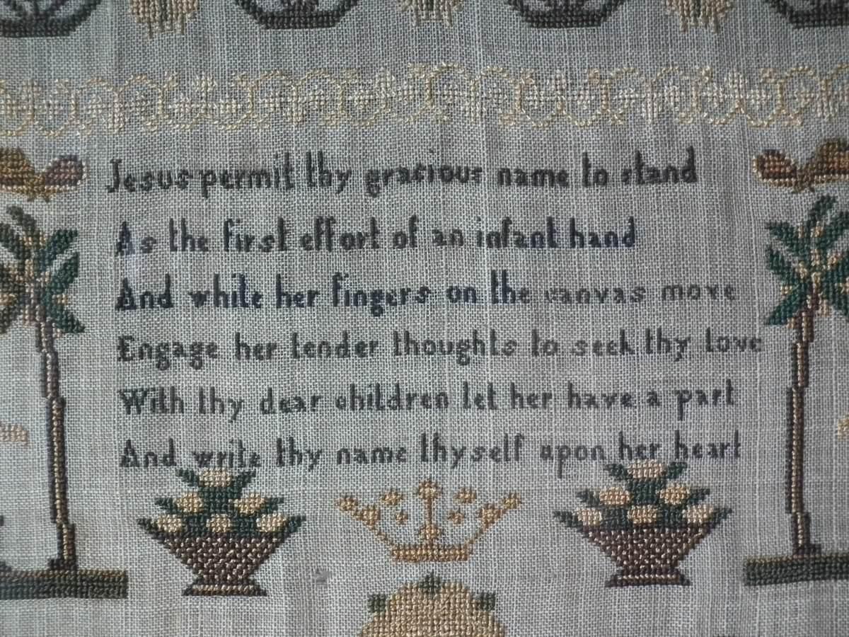 English Antique Sampler, 1829 by Elizabeth Trill Aged 8