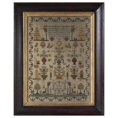 Sampler antique:: 1829 par Elizabeth Trill âgée de 8 ans