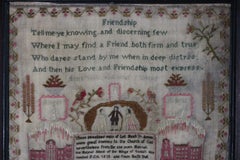 Antique Sampler, 1830, by Eliza Jones, Friendship
