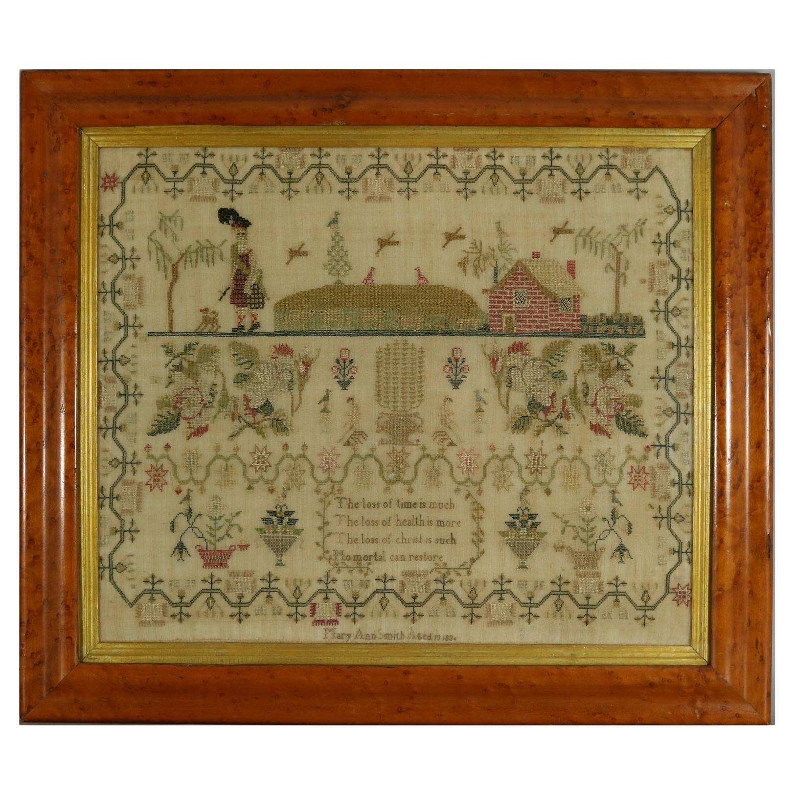 Antique Sampler, 1834 by Ann Kelk For Sale at 1stDibs antique