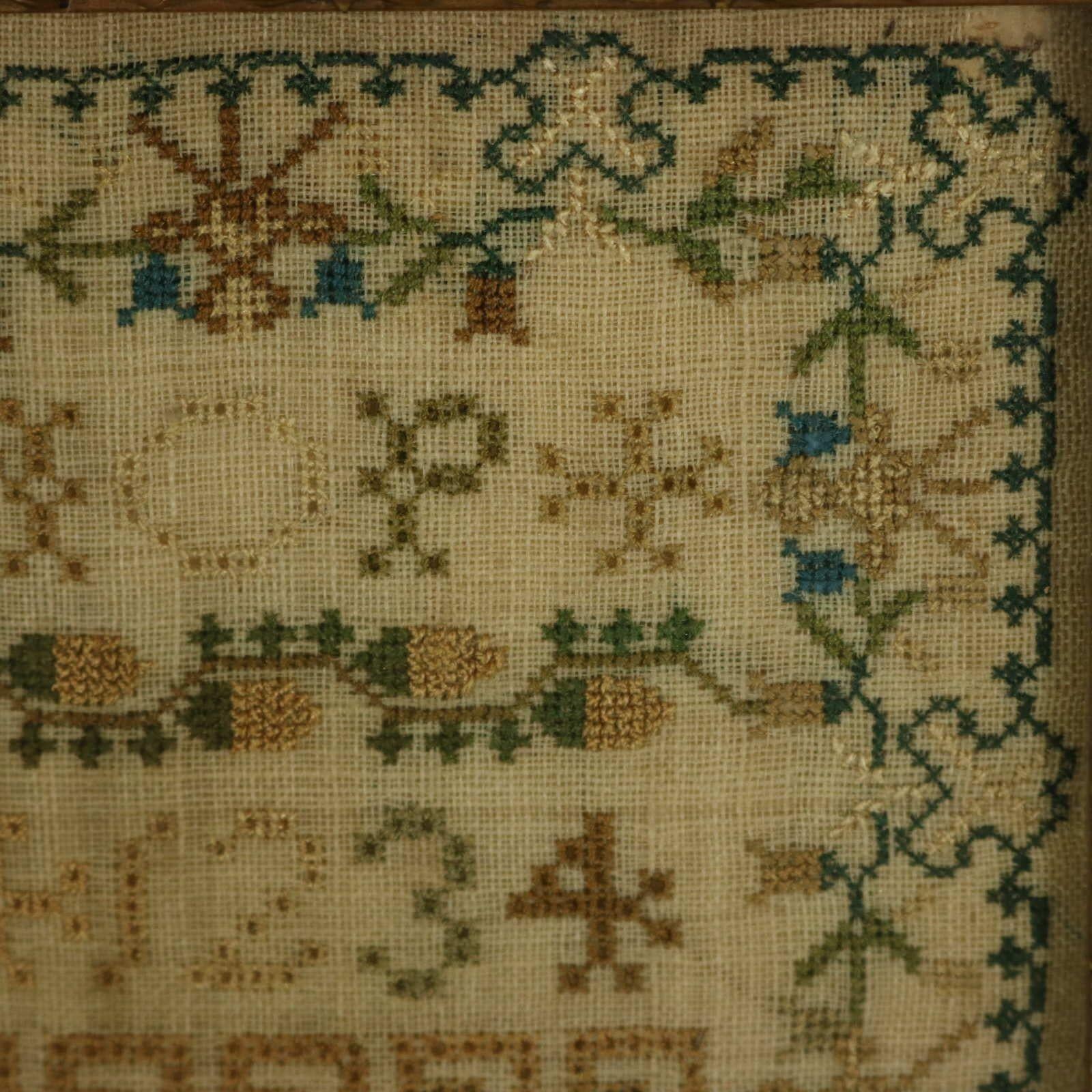 Silk Antique Sampler, 1834, by Emma ManWaring