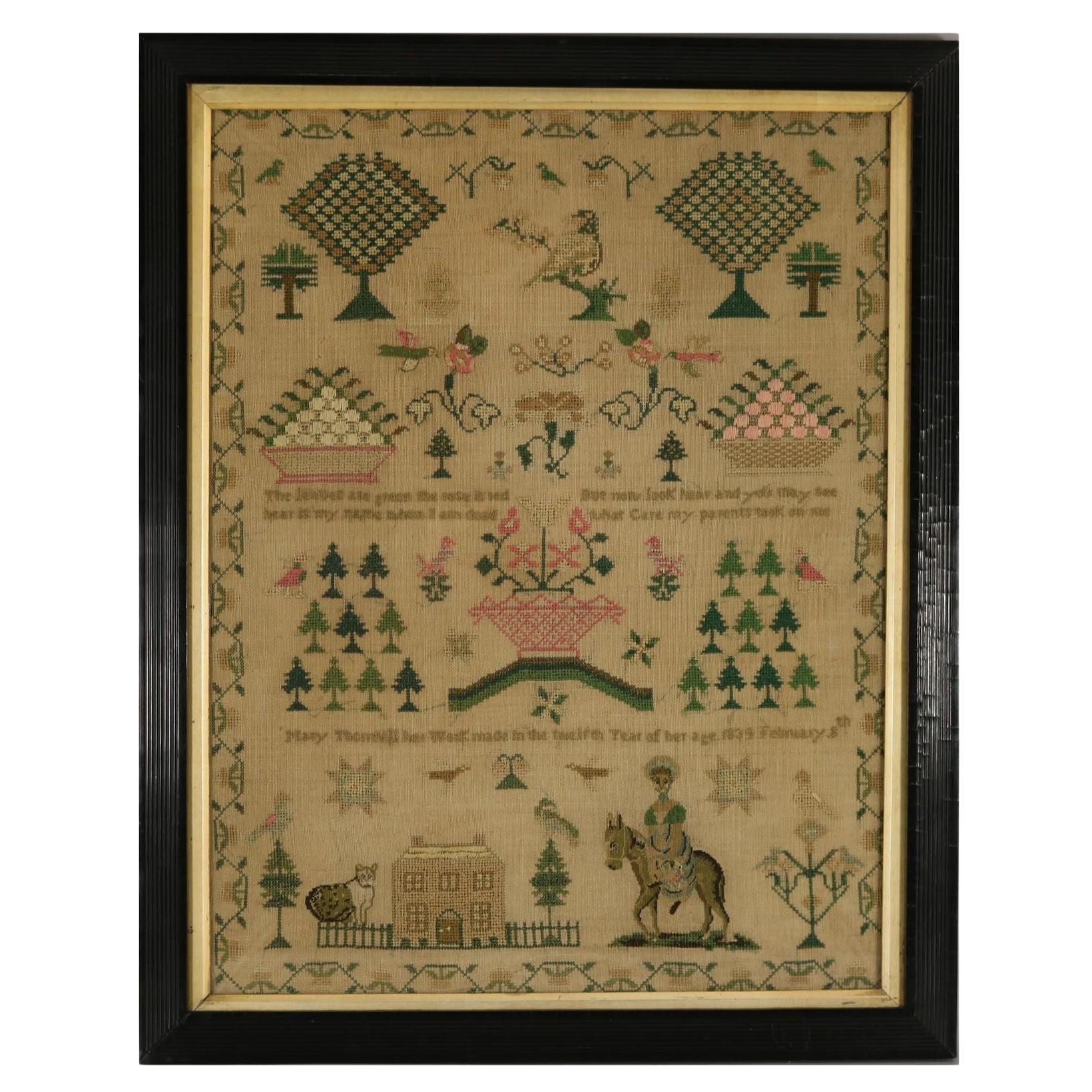 Antique Sampler, 1834, By Mary Thornhill