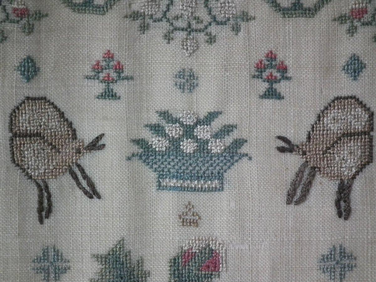 Mary Ann Papworth Sampler, circa 1830. The sampler is worked in silk on linen ground, in cross stitch throughout. Meandering floral border. Colors green, yellow, pale blue, white, black, red and brown. Verse entitled, 'On Britain' reads, 'A fairer