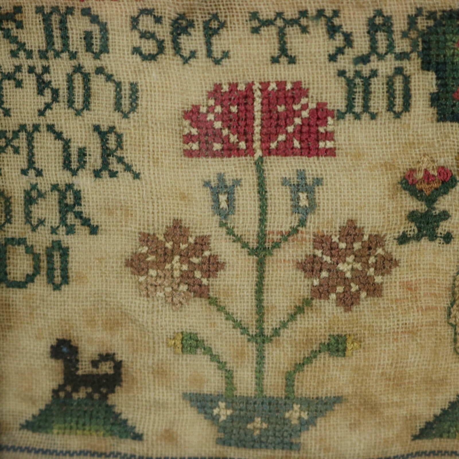 Antique Sampler Stitched in 1736, Scottish 14