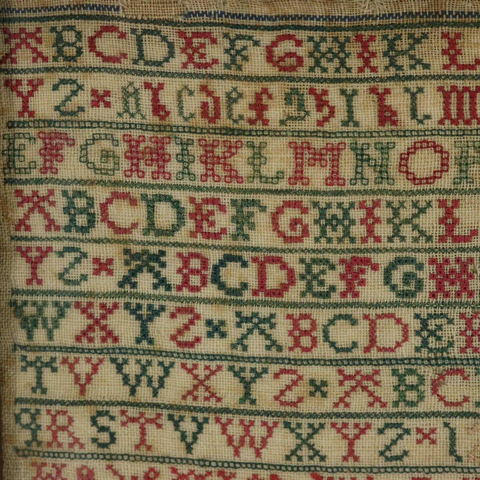 Mid-18th Century Antique Sampler Stitched in 1736, Scottish For Sale