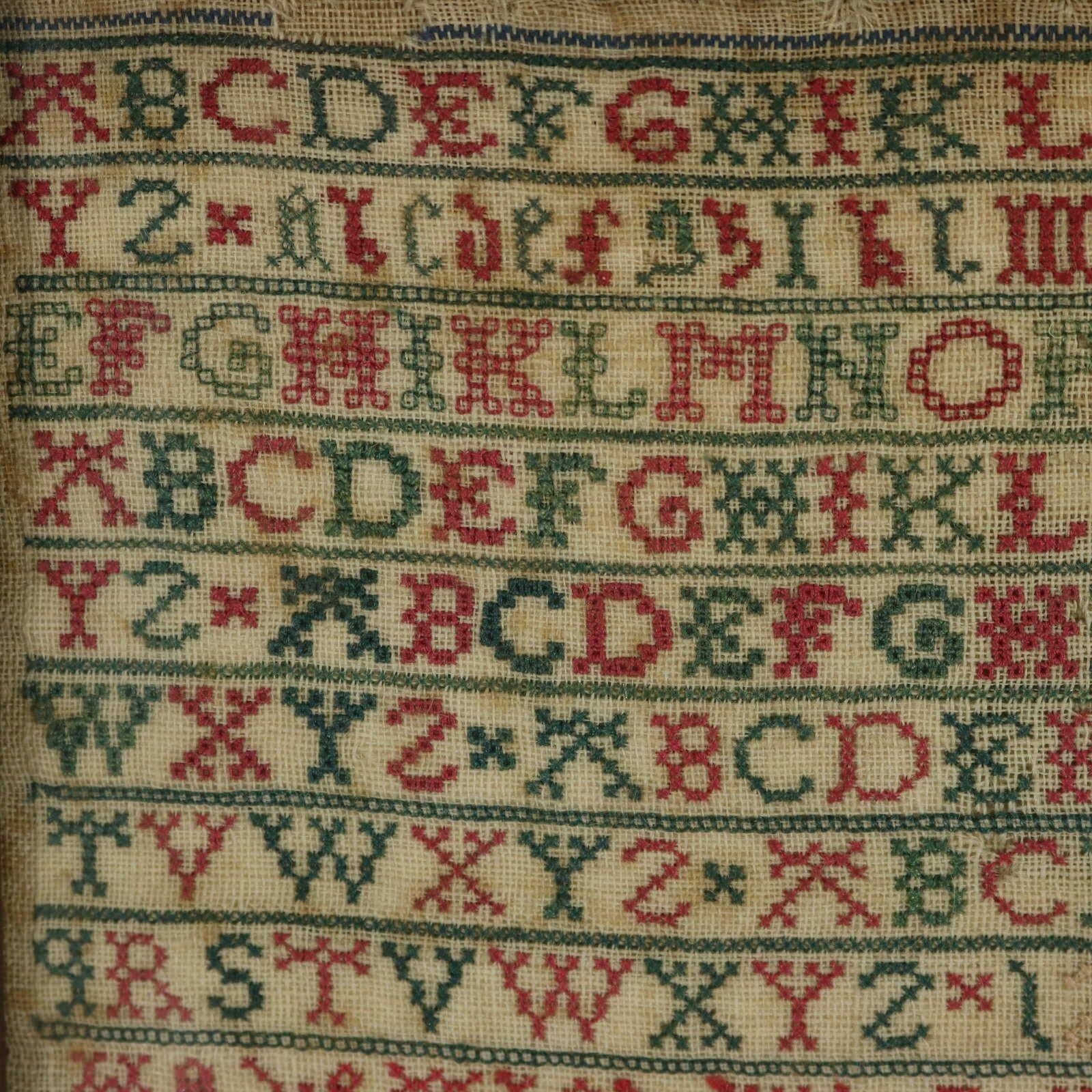 Mid-18th Century Antique Sampler Stitched in 1736, Scottish
