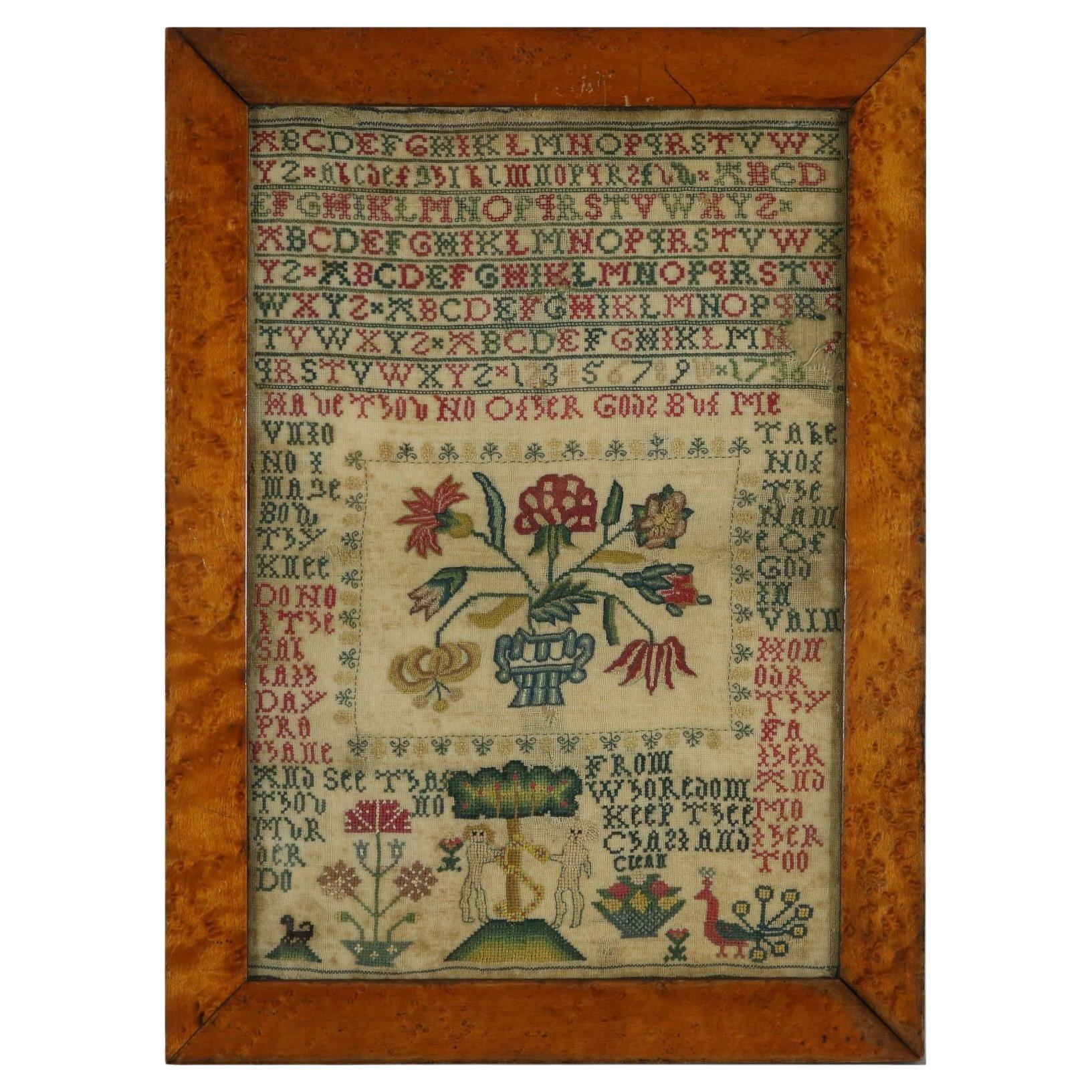 Antique Sampler Stitched in 1736, Scottish For Sale