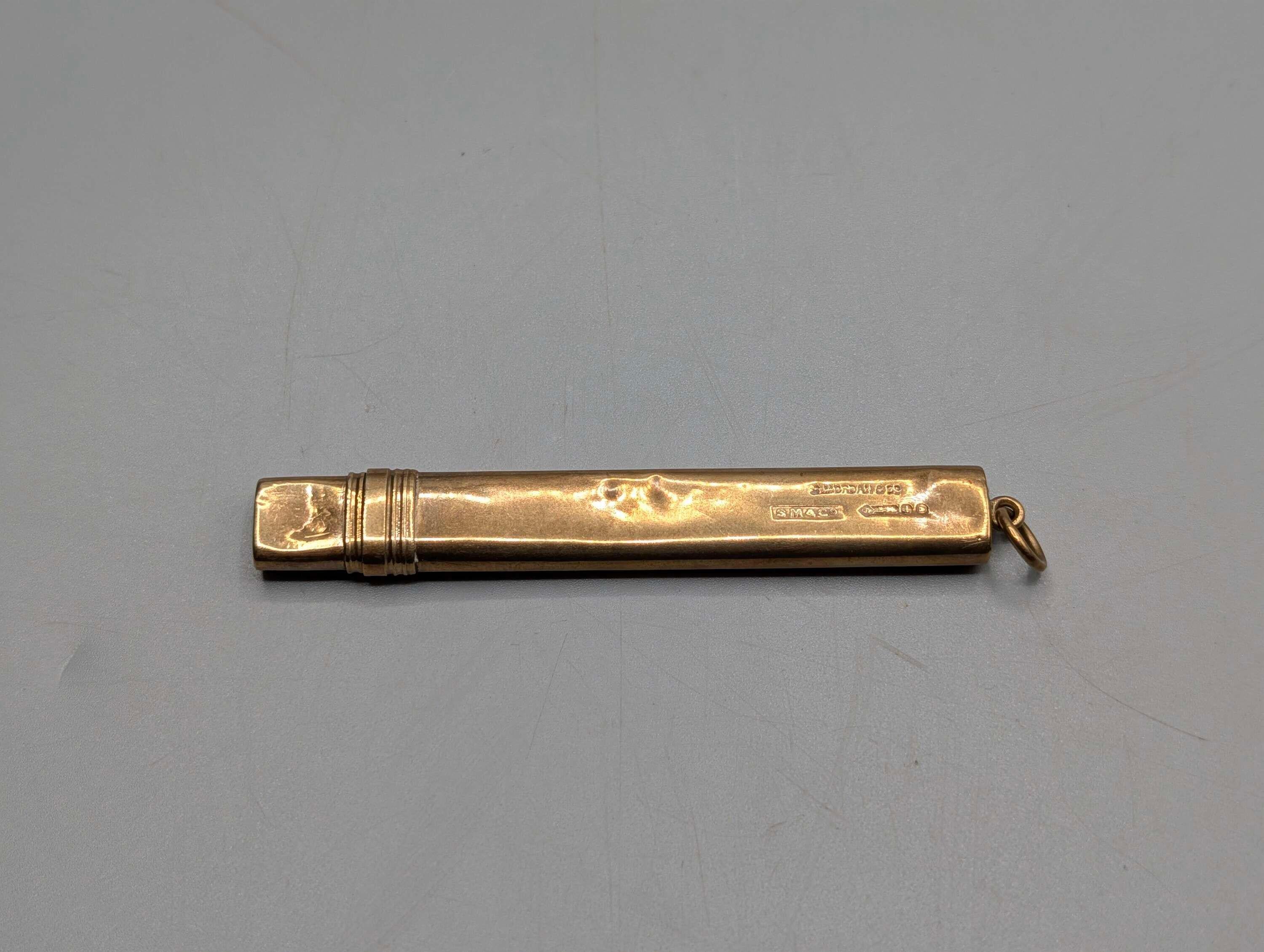 Antique Sampson Mordan 9ct Gold Propelling Pencil Holder, London