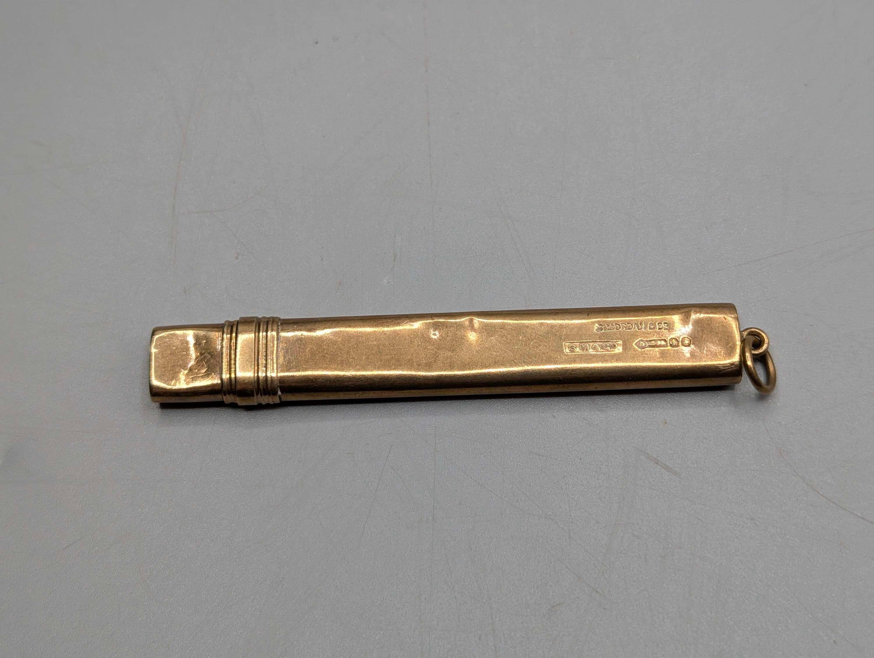 Antique Sampson Mordan 9ct Gold Propelling Pencil Holder, London
