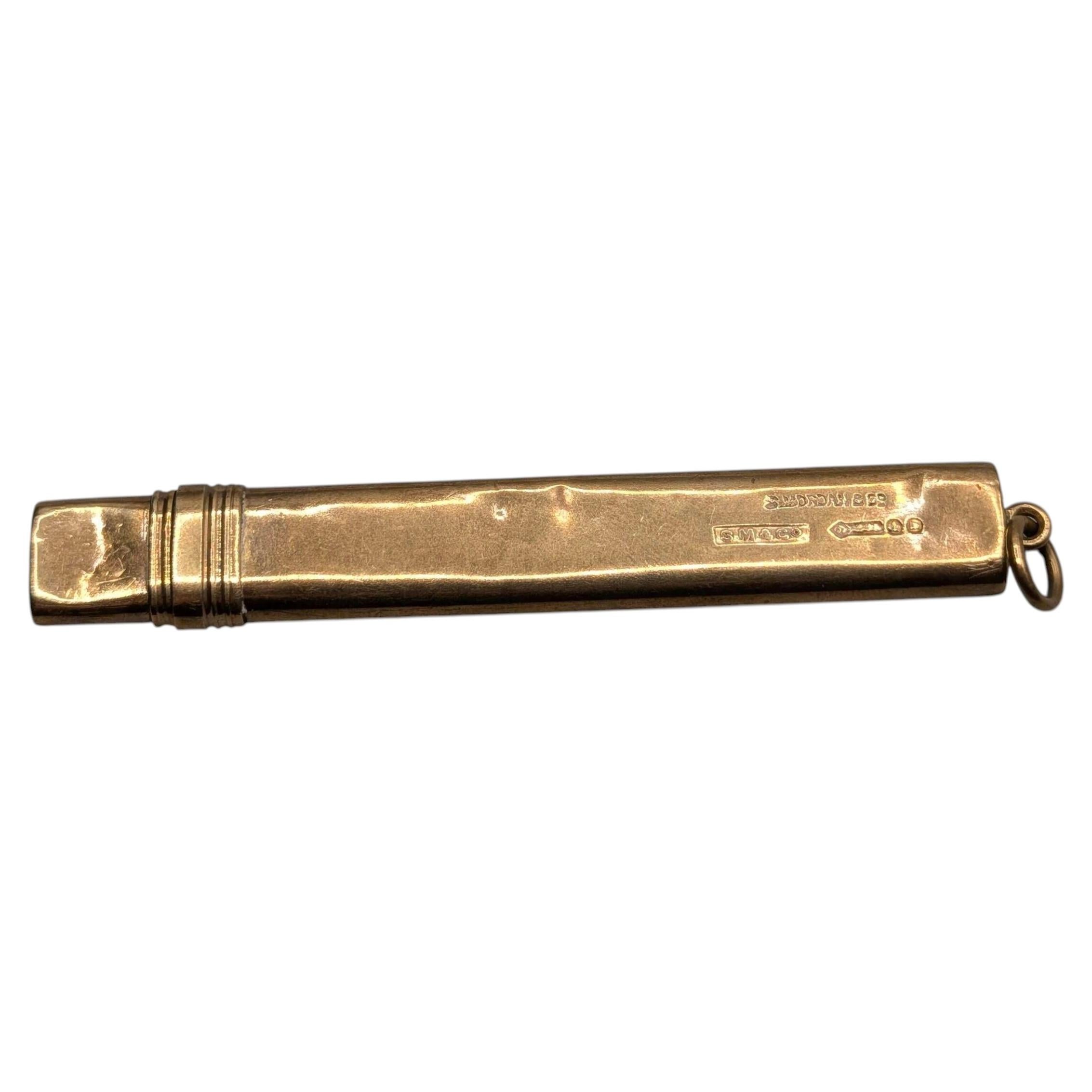 Antique Sampson Mordan 9ct Gold Propelling Pencil Holder, London