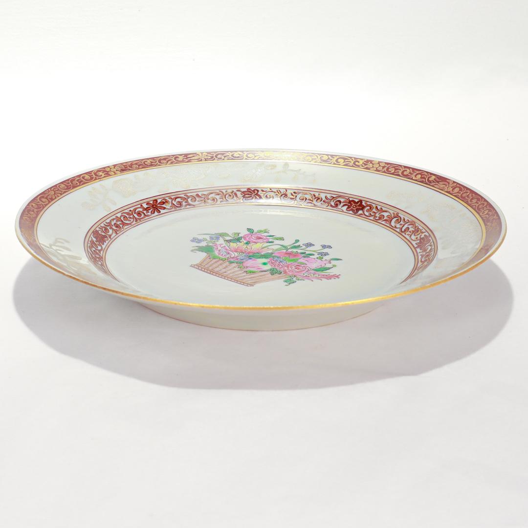 Exportation chinoise Ancienne assiette Bianco Sopra en porcelaine Samson de style exporté chinois en vente