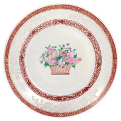 Antiguo plato Samson de porcelana china estilo exportación Bianco Sopra Bianco