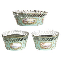 Antique Samson Enameled Jardiniere / cachePot Brass Insert