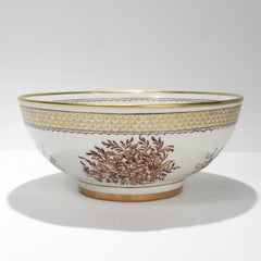 Antike Samson-Schale aus vergoldetem französischem Porzellan im chinesischen Exportstil, Sepia