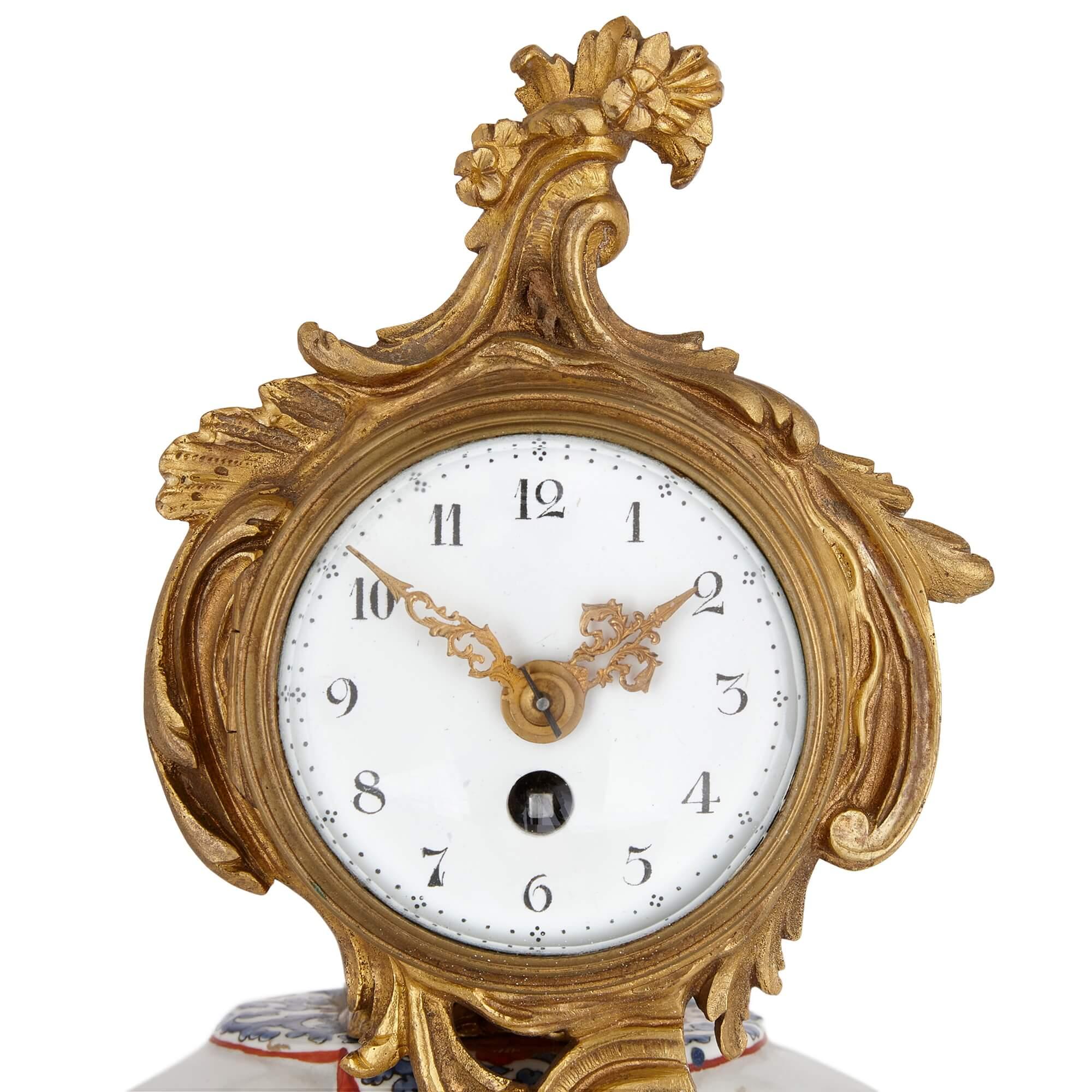 Hand-Painted Antique Samson Porcelain and Ormolu Chinoiserie Elephant Clock  For Sale