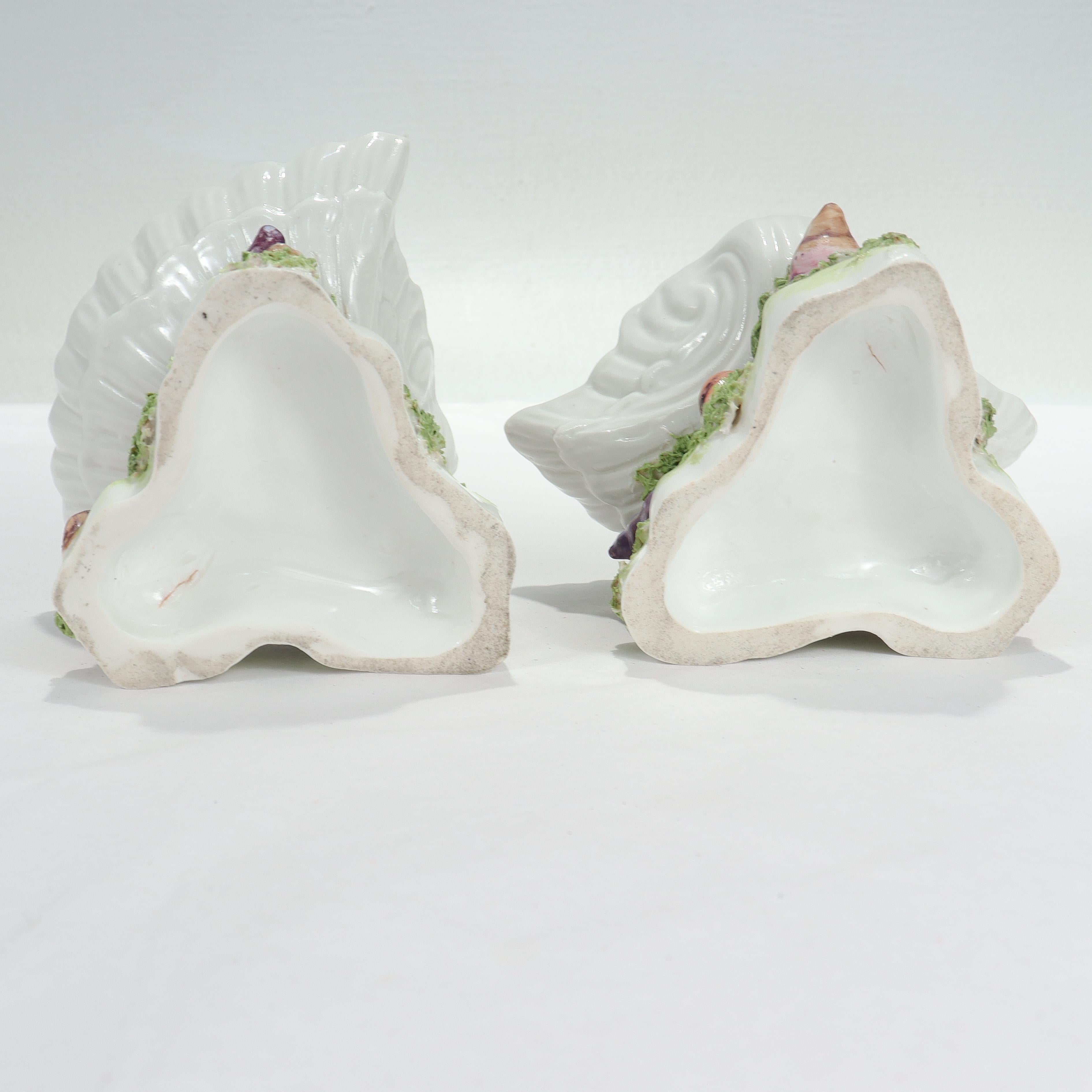 Antique Samson Worcester Style Porcelain Figural Seashell Sweetmeat Bowls/Dishes For Sale 4