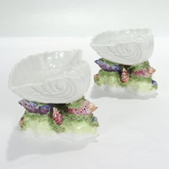 Antique Samson Worcester Style Porcelain Figural Seashell Sweetmeat Bowls/Dishes