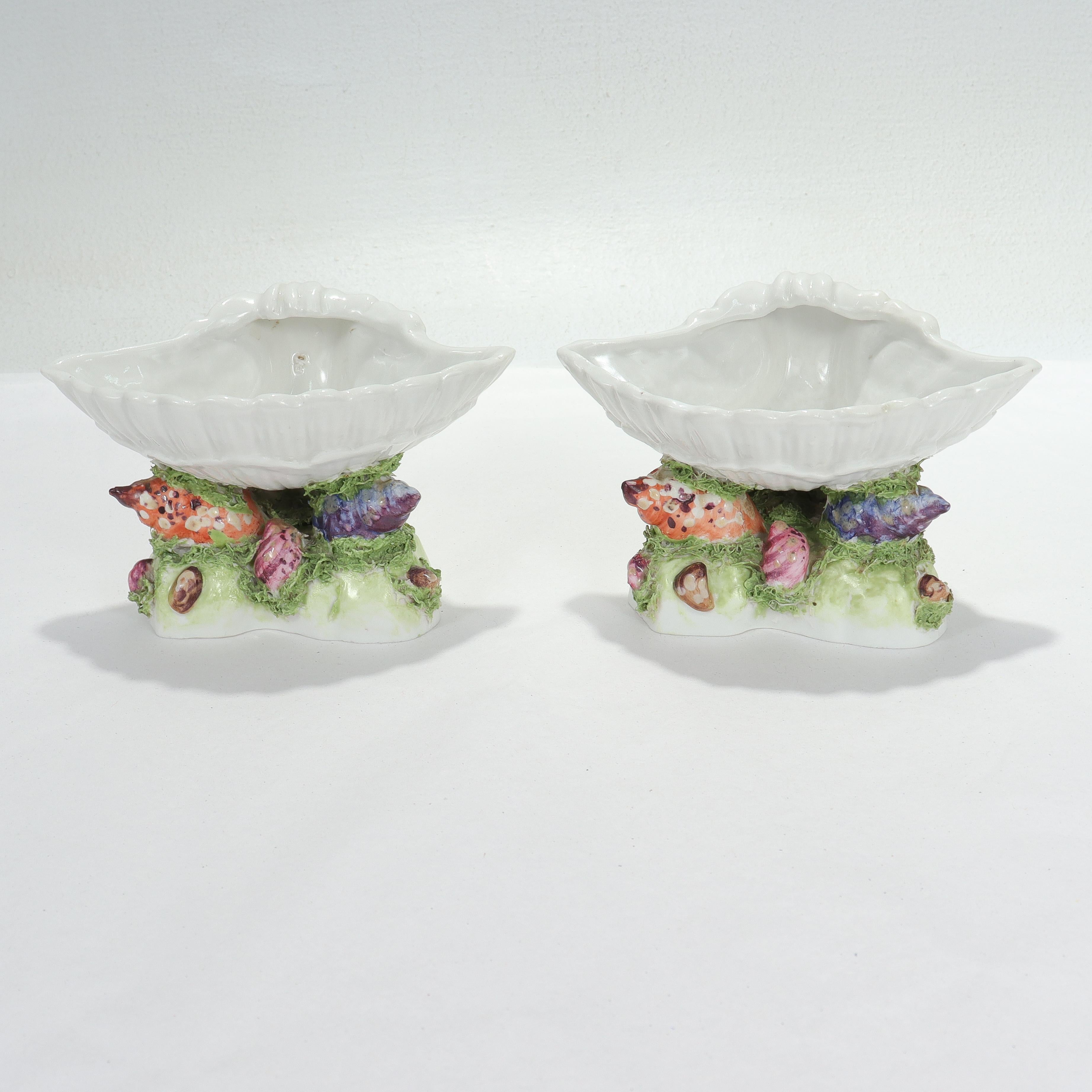 Georgian Antique Samson Worcester Style Porcelain Figural Seashell Sweetmeat Bowls/Dishes For Sale