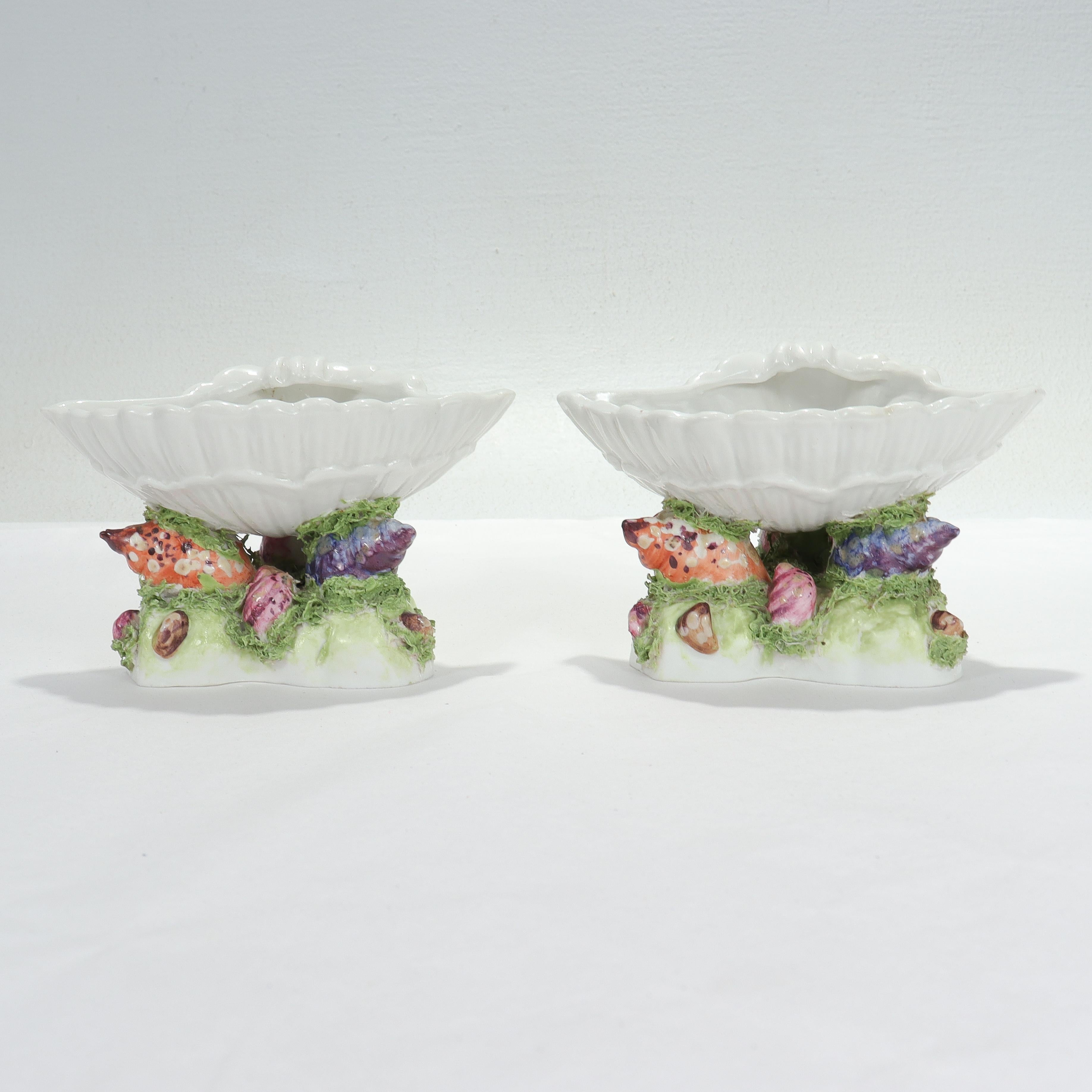 French Antique Samson Worcester Style Porcelain Figural Seashell Sweetmeat Bowls/Dishes For Sale