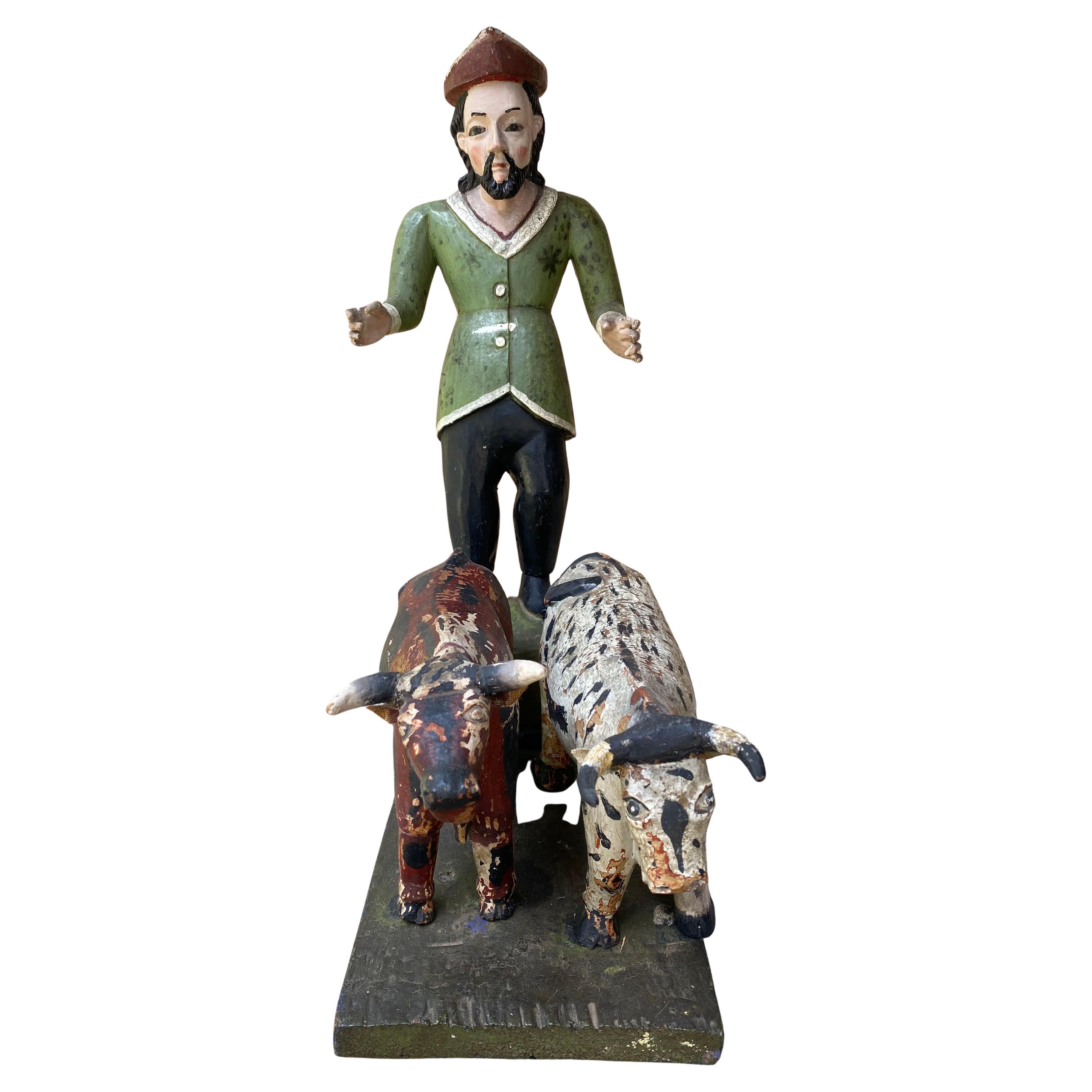 Antique San Isidro With Oxen For Sale