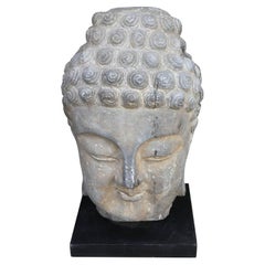 Antique Sandstone Buddha on Steel Base