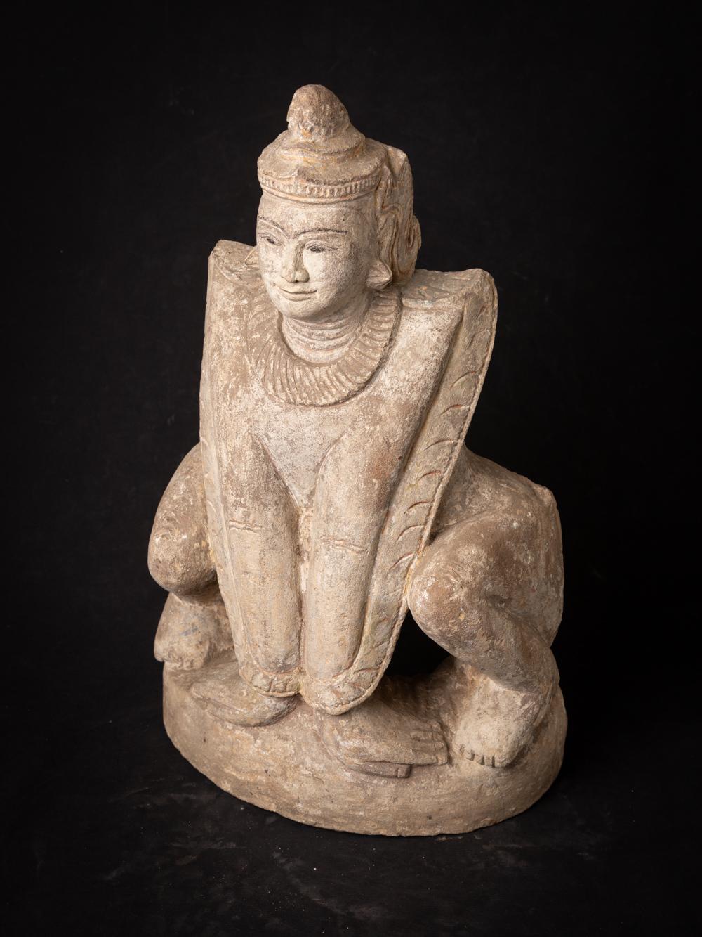 Antike burmesische Nat-Statue aus Sandstein aus Burma – Originalbuddhas im Angebot 6