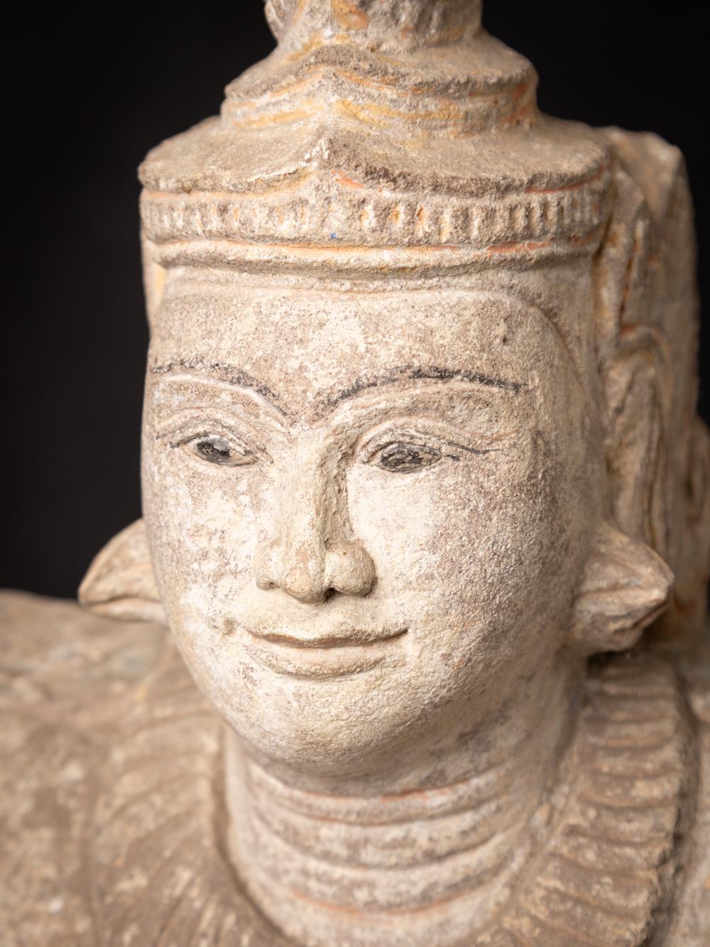 Antique sandstone Burmese Nat statue from Burma - Originalbuddhas For Sale 7