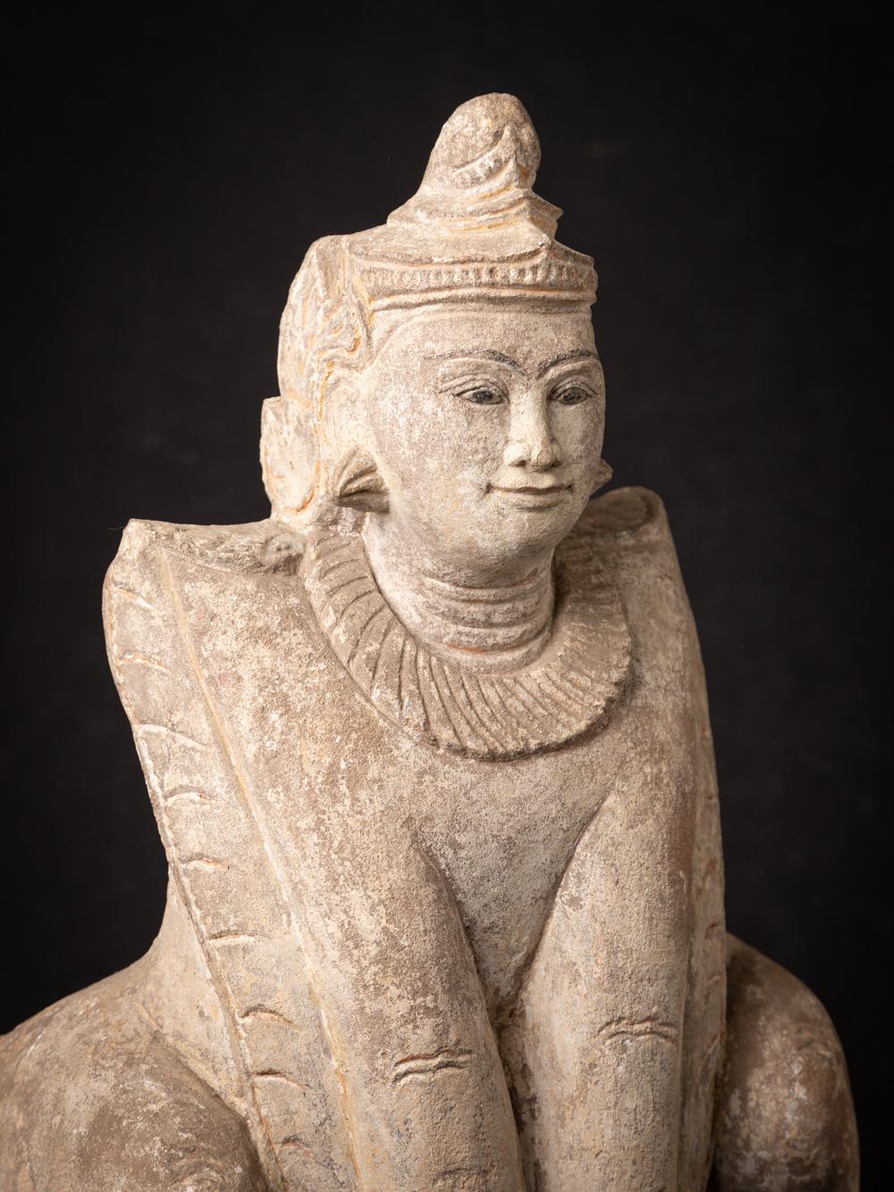Antike burmesische Nat-Statue aus Sandstein aus Burma – Originalbuddhas im Angebot 4