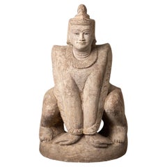 Used sandstone Burmese Nat statue from Burma - Originalbuddhas