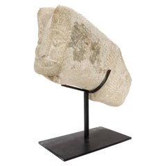Antique Sandstone Cat Fountainhead or Capital Architectural Fragment