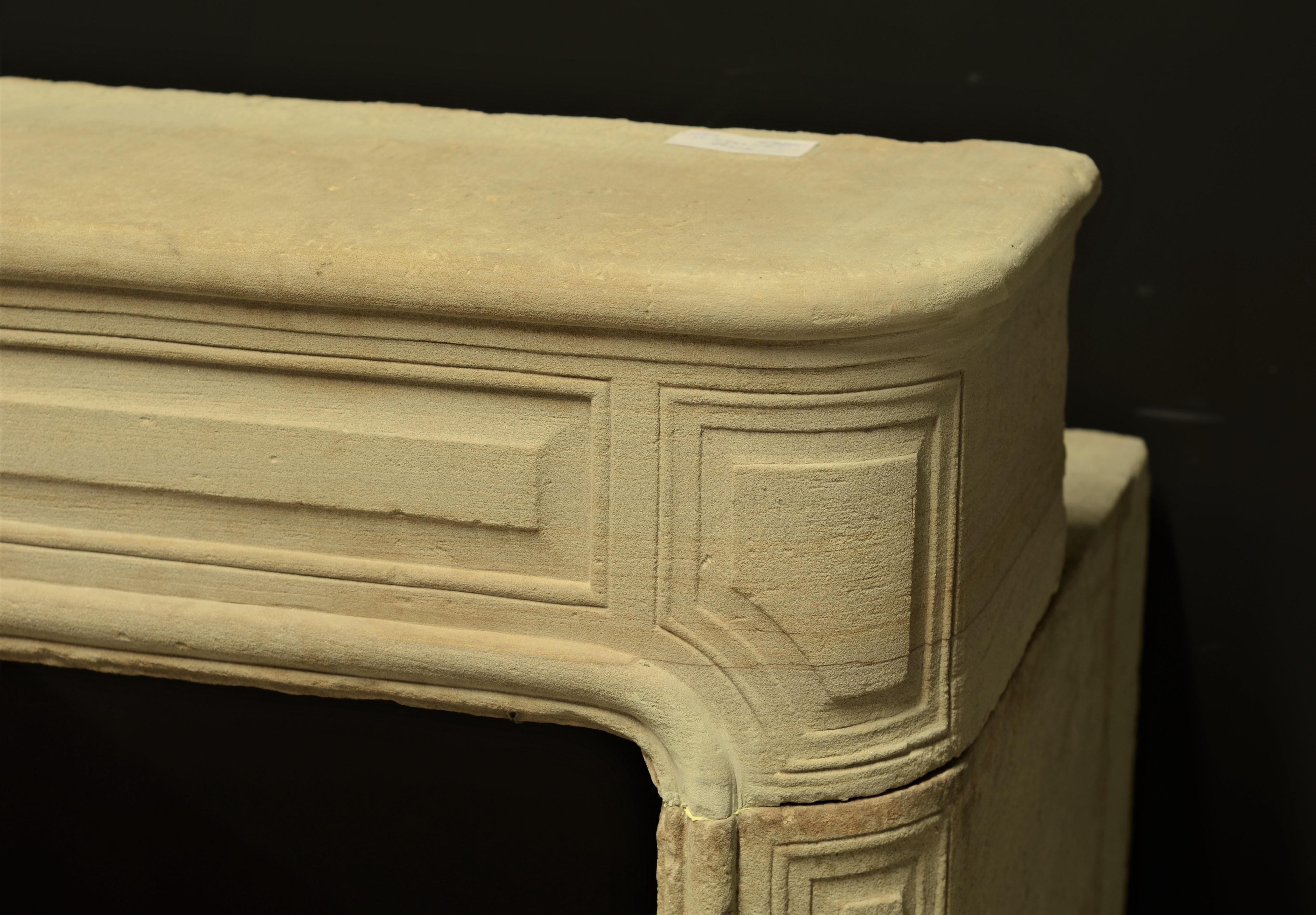 Antique Sandstone Louis XVI Fireplace Mantel For Sale 5