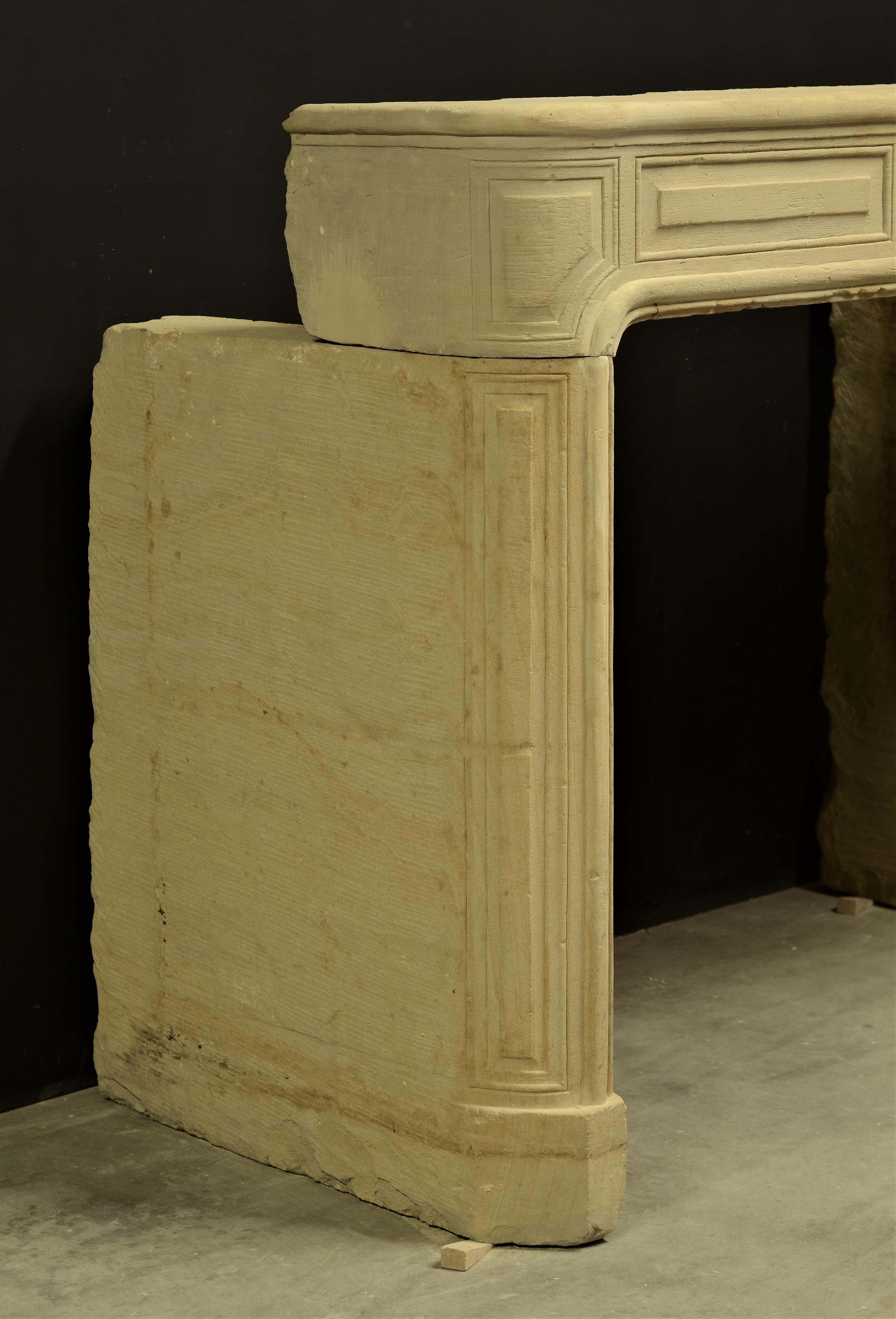 Antique Sandstone Louis XVI Fireplace Mantel For Sale 6