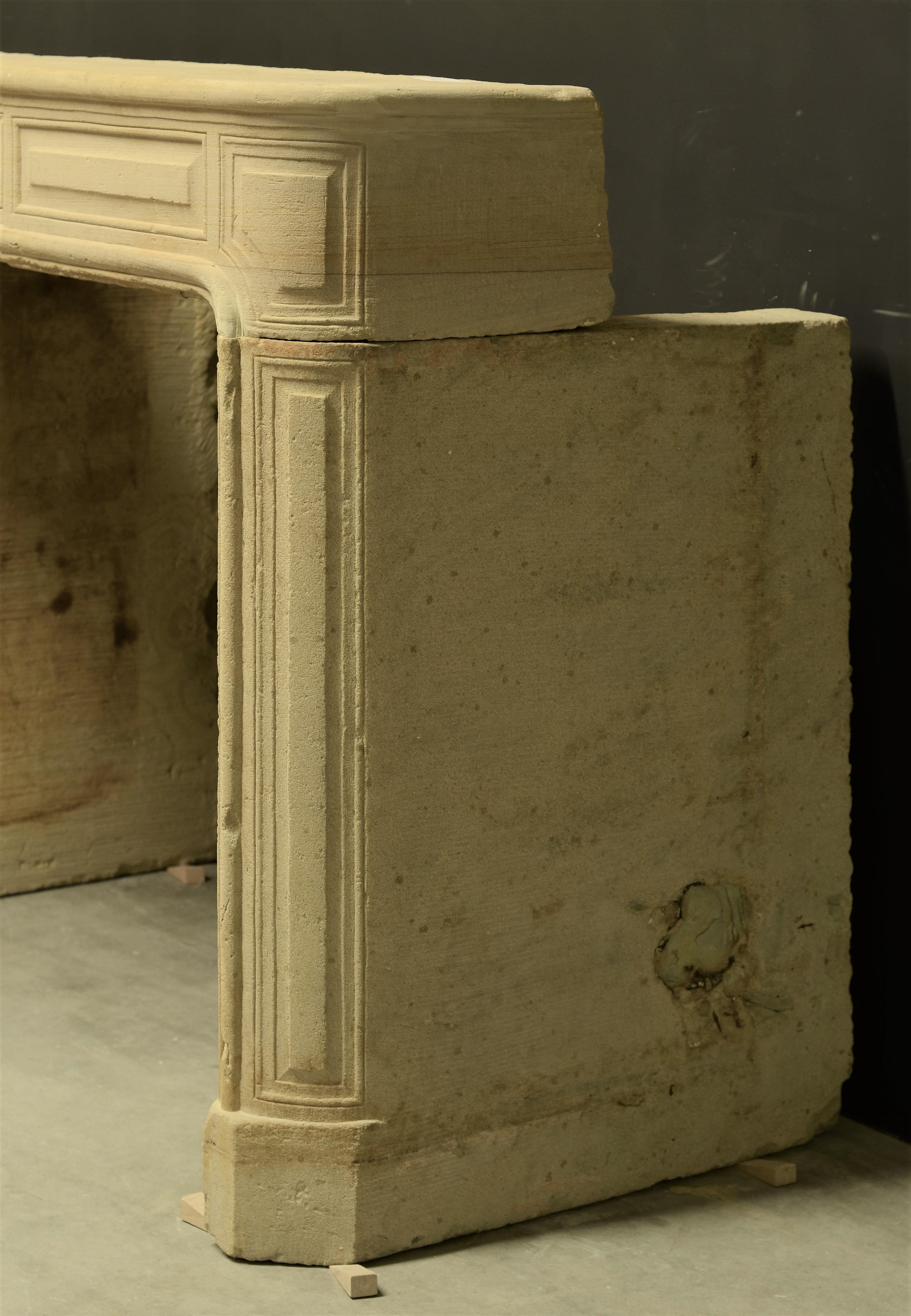 Antique Sandstone Louis XVI Fireplace Mantel For Sale 8