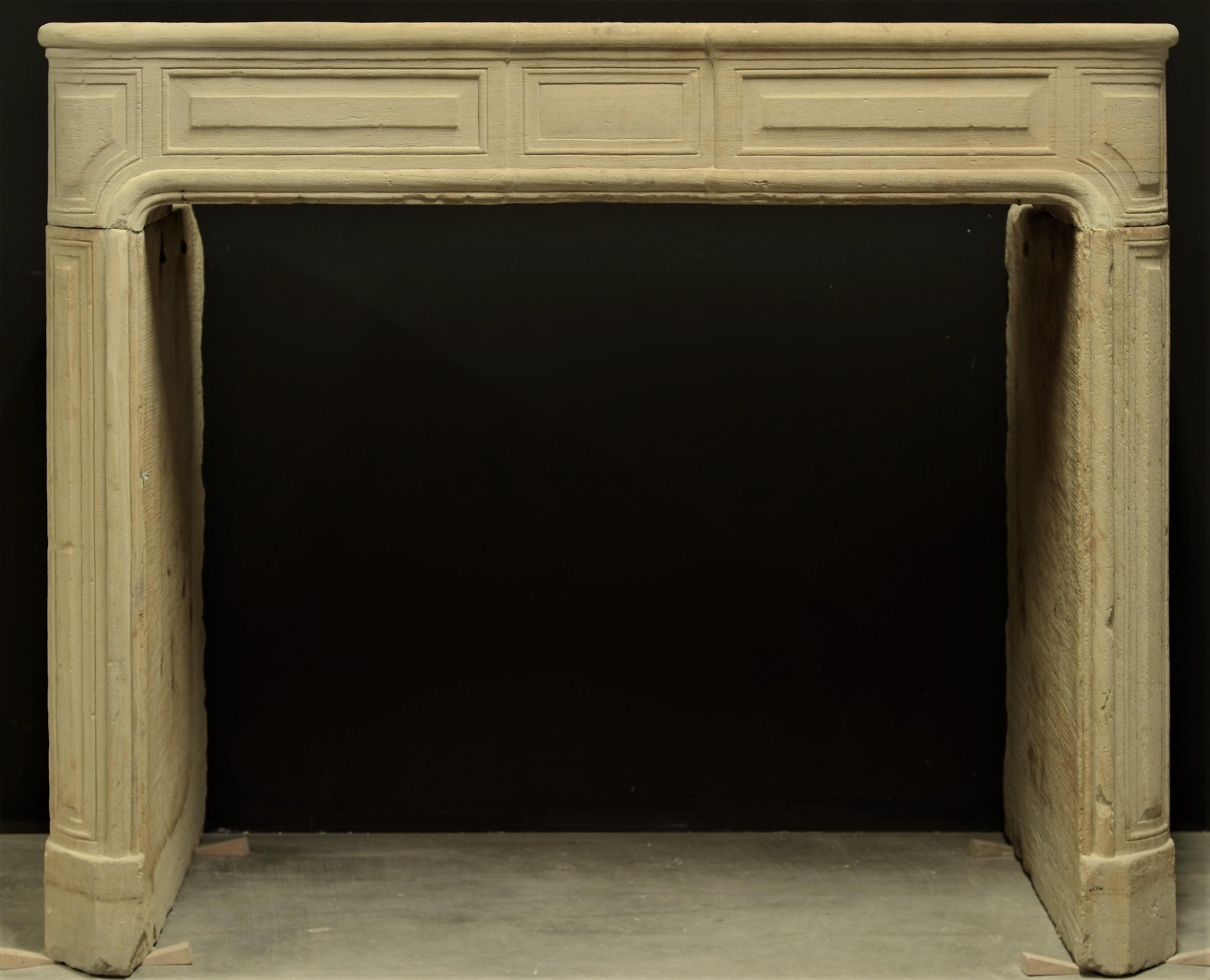 French Antique Sandstone Louis XVI Fireplace Mantel For Sale