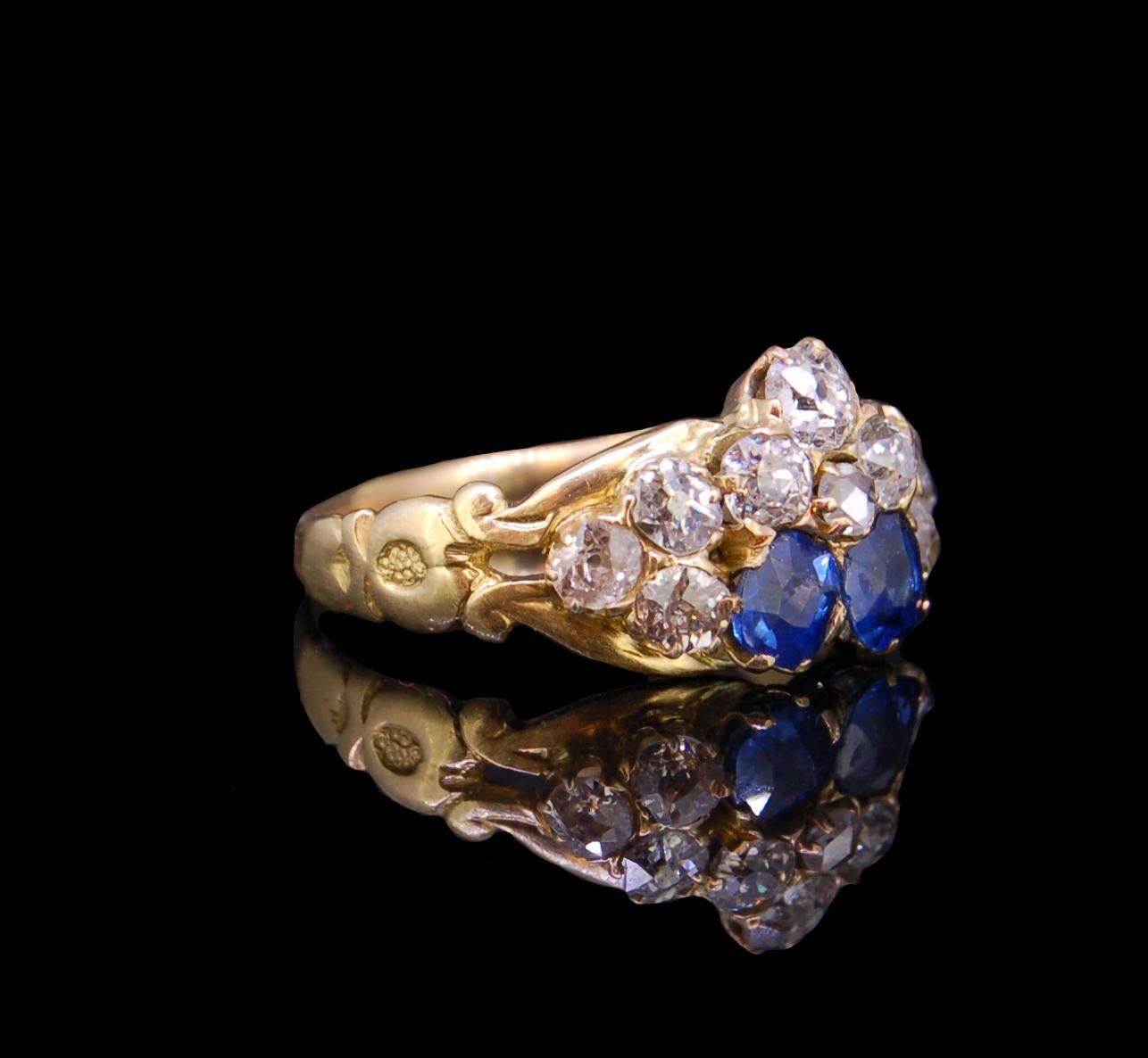 Victorian Antique Sapphire and Diamond Ring For Sale
