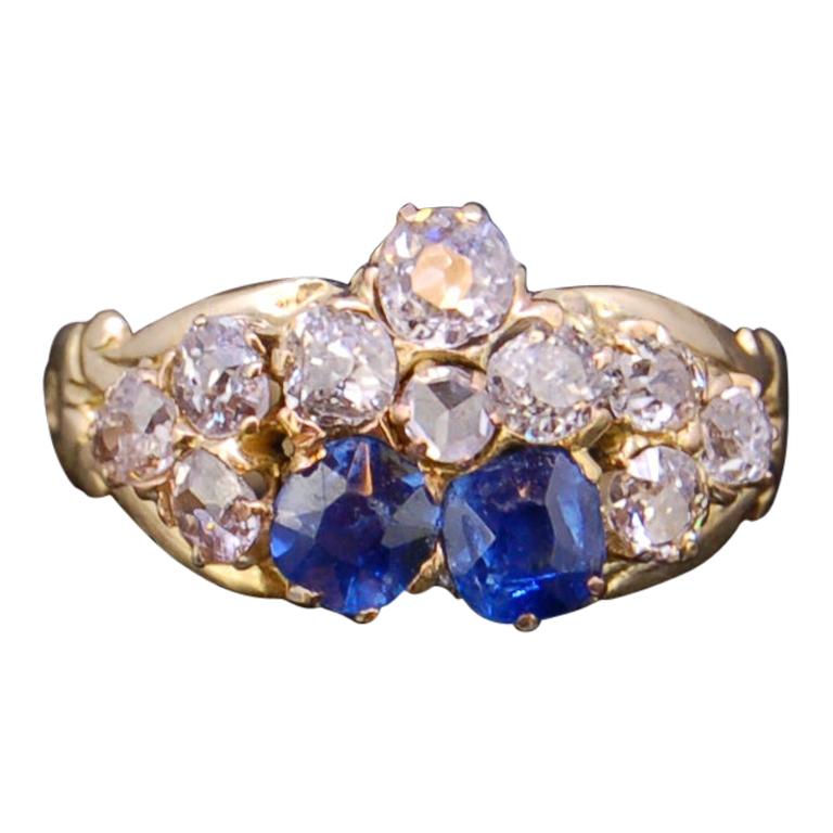 Antique Sapphire and Diamond Ring For Sale