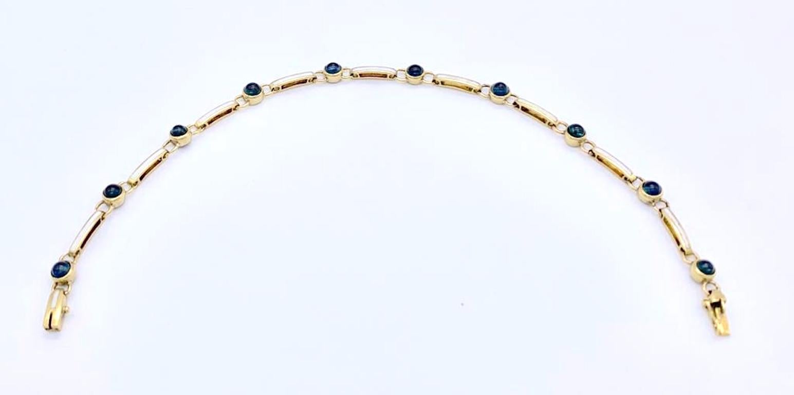 Antique Sapphire Cabochon Enamel Gold Bracelet In Excellent Condition In Munich, Bavaria