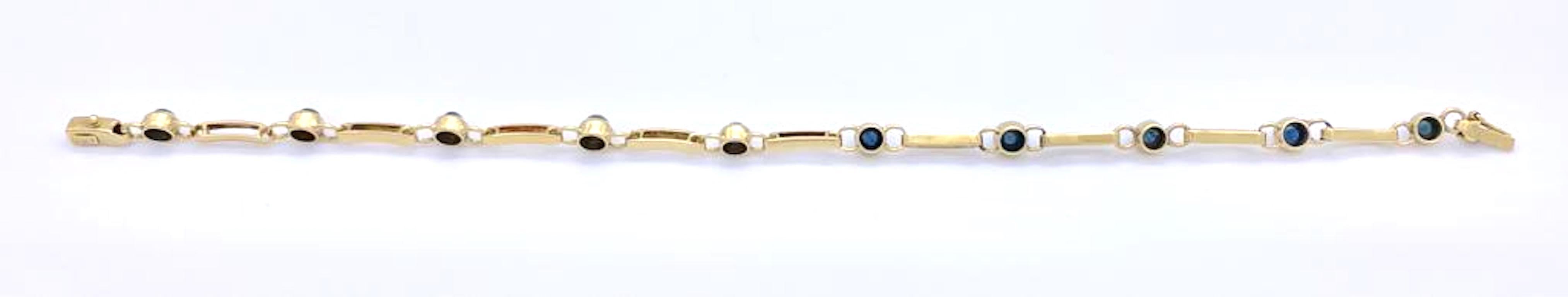 Women's Antique Sapphire Cabochon Enamel Gold Bracelet