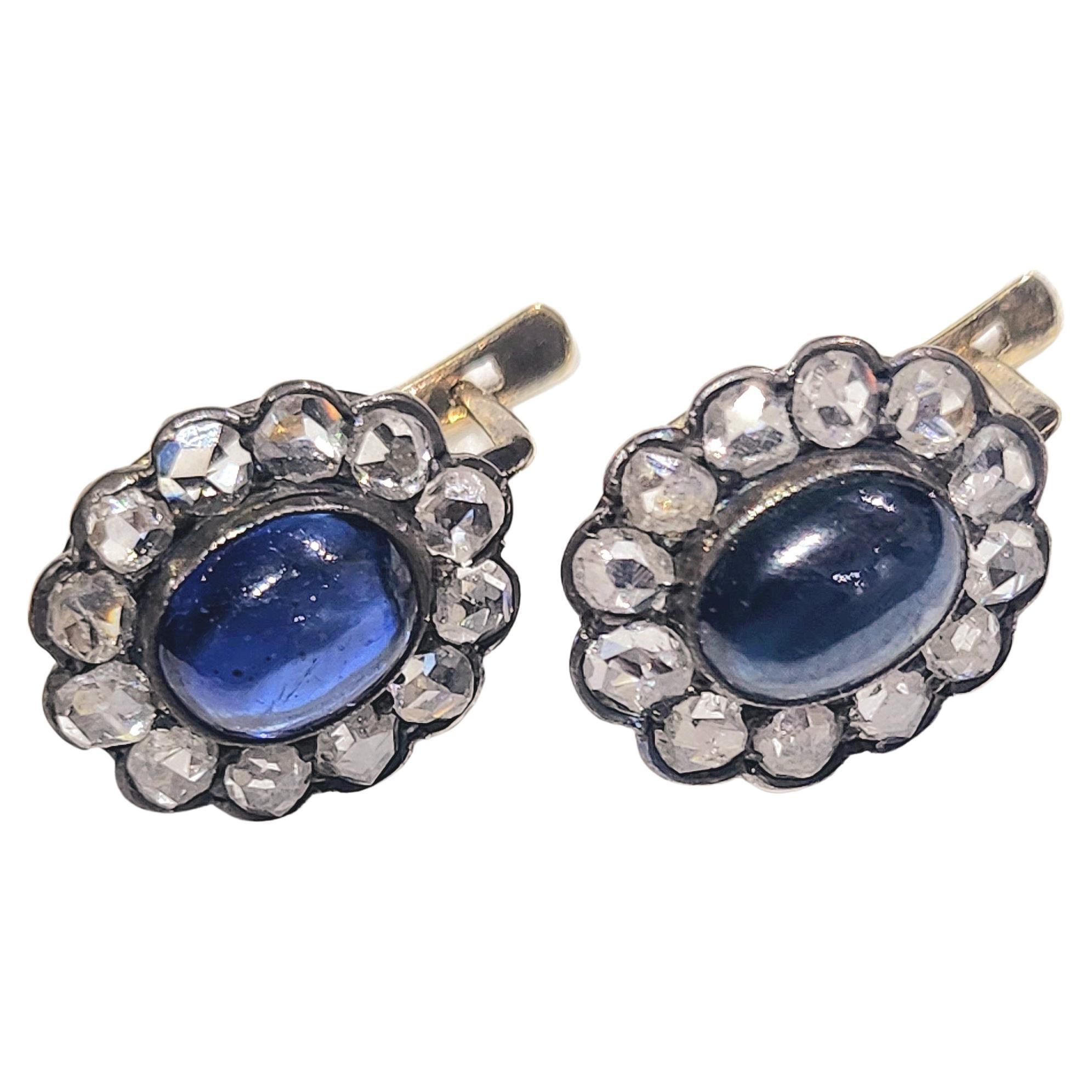 Antike Ohrringe mit Saphiren und Diamanten im Rosenschliff Damen