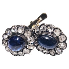 Antike Ohrringe mit Saphiren und Diamanten im Rosenschliff