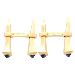Vintage Sapphire and 18k Yellow Gold Cufflinks