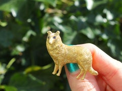 1920s Sapphire and 20K Yellow Gold Dog Brooch