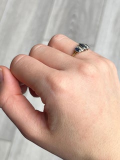 Antique Sapphire and Diamond 18 Carat Gold Three Stone Ring