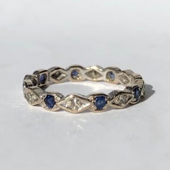 Antique Sapphire and Diamond 18 Carat White Gold Eternity Band