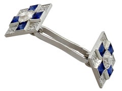 Antique Sapphire and Diamond, 18 Carat White Gold Cufflinks
