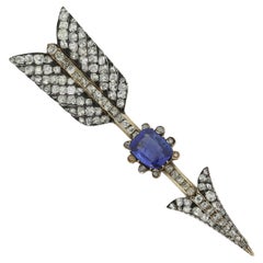 Antique Sapphire and Diamond Arrow Brooch