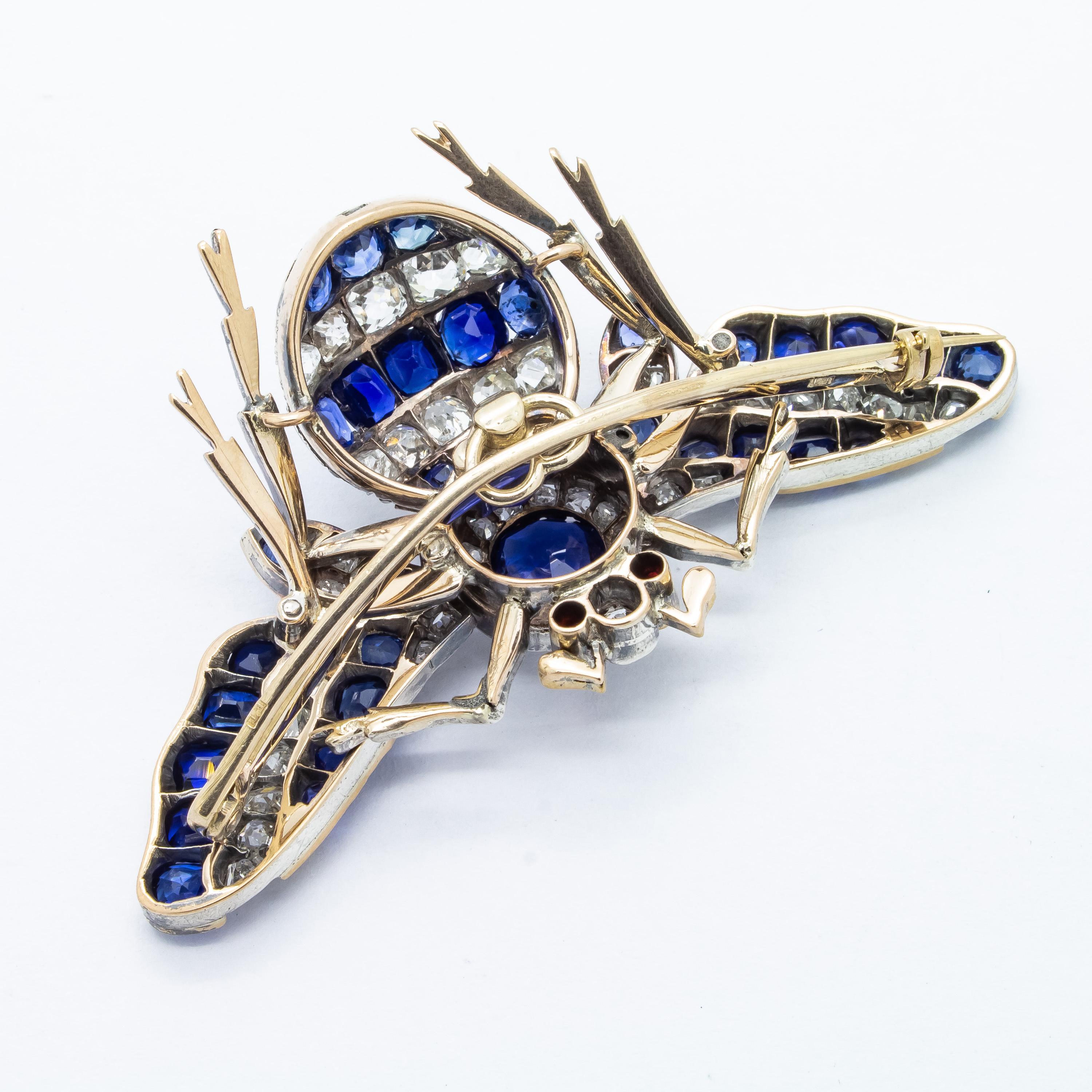 Antique Sapphire and Diamond Bee Brooch, circa 1880 In Good Condition In London, GB